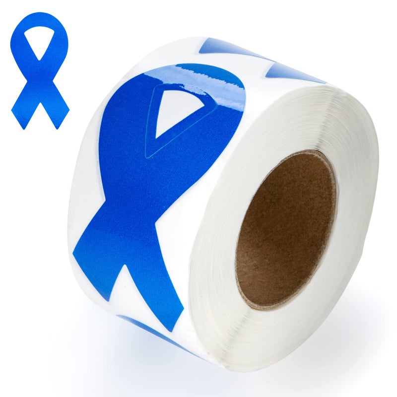 Fundraising For A Cause 250 Dark Blue Ribbon Shaped Stickers â€“ Dark Blue Awareness Stickers for Colon Cancer, Child Abuse, Rectal Cancer & Huntingtonâ€™s Disease Awareness - Image 2
